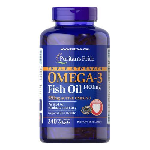 Puritan's Pride Triple Strength Omega-3 1400 mg 240 softgels 34888 фото