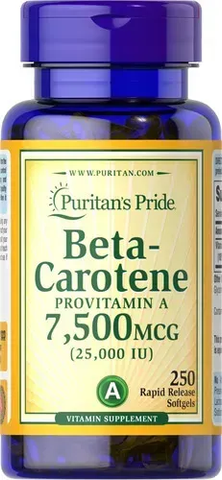 Puritan's Pride Beta-Carotine 7500 mcg 250 softgels 01223 фото