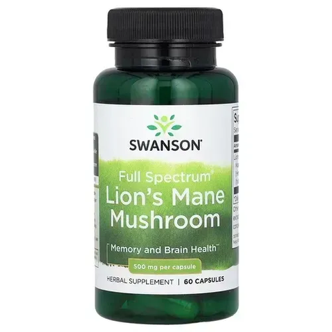 Swanson Full Spectrum Lion's Mane Mushroom 500 mg 60 капсул SW1096 фото