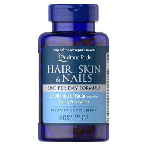 Puritan's Pride Hair, Skin Nails One Per Day Formula 60 softgels 55554 фото