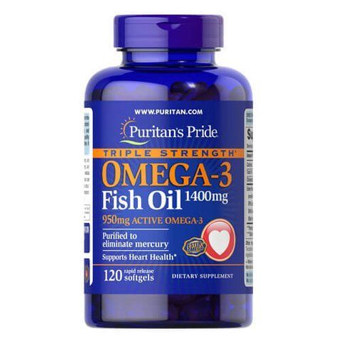 Puritan's Pride Triple Strength Omega-3 1400 mg 120 рідких капсул 16128 фото