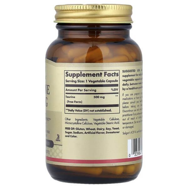 Solgar Taurine 500 mg 100 Vegetable Capsules SOL-02701 фото