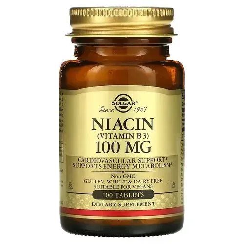 Solgar Niacin (Vitamin B3) 100 mg 100 Tablets SOL-01860 фото