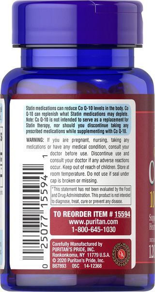 Puritan's Pride Co Q-10 100 mg 120 softgels 15594 фото