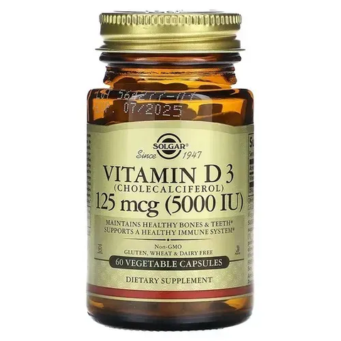Solgar Vitamin D3 125 mcg (5000 IU) 60 Vegetable Capsules SOL-03312 фото