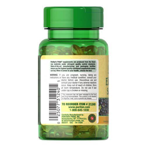 Puritan's Pride Elderberry Sambucus 1250 mg 60 softgels 31240 фото