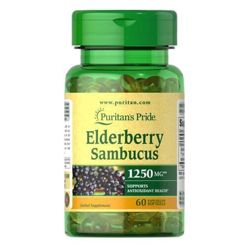 Puritan's Pride Elderberry Sambucus 1250 mg 60 softgels 31240 фото