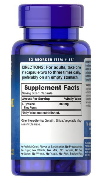 Puritan's Pride L-Tyrosine 500 mg 100 caps 0181 фото