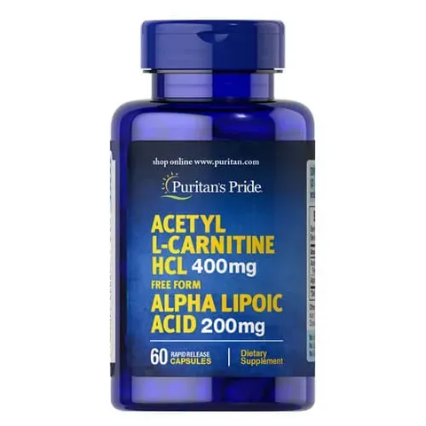 Puritan's Pride Acetyl L-Carnitine 400 mg with Alpha Lipoic Acid 200 mg 60 caps - 04.2026 66087 фото