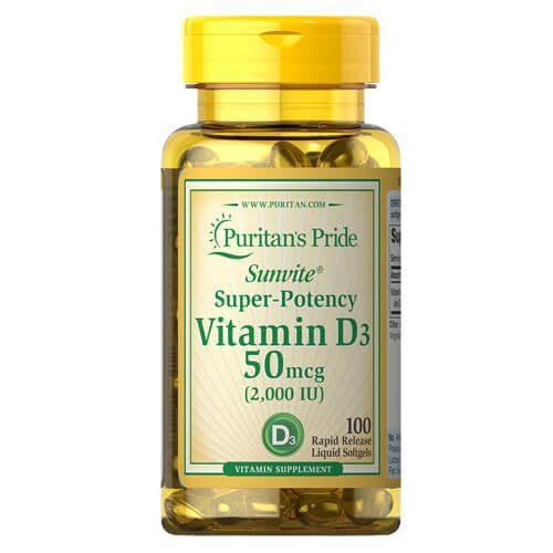 Puritan's Pride Vitamin D3 2000 IU 100 softgels 17621 фото