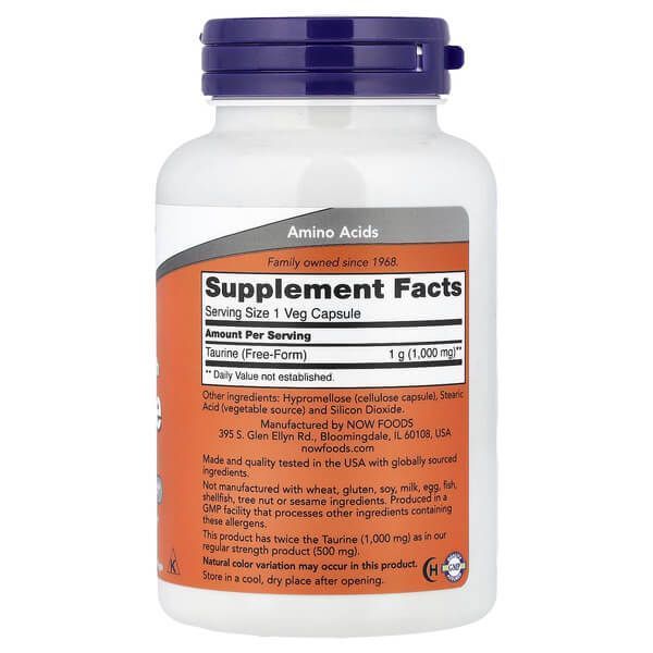 NOW Taurine 1000 mg 100 caps NOW-00142 фото