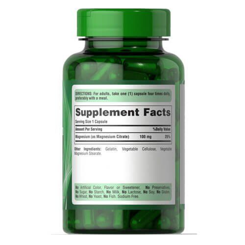 Puritan's Pride Magnesium Citrate 100 mg 100 caps 15215 фото