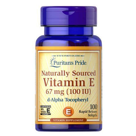 Puritan's Pride Vitamin E-100 IU Naturally Sourced 100 softgels 0260 фото