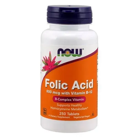 NOW Folic Acid 800 mcg with Vitamin B-12 250 таблеток NOW-00476 фото