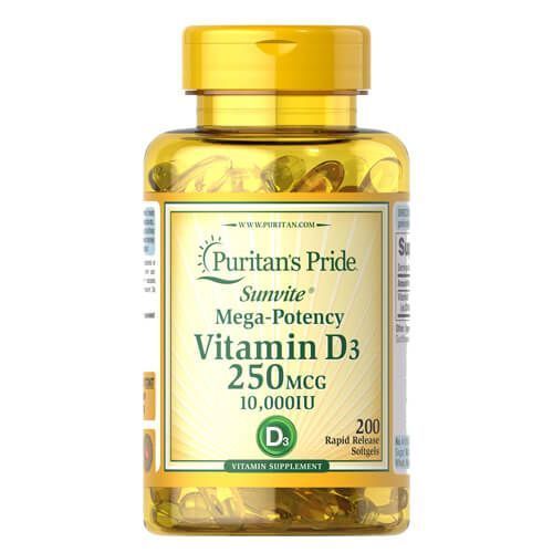 Puritan's Pride Vitamin D3 10,000 IU 200 softgels 17247 фото