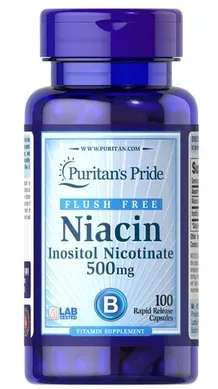 Puritan's Pride Flush Free Niacin 500 mg 100 capsules 1661 фото