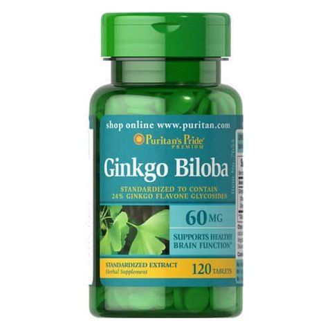 Puritan's Pride Ginkgo Biloba Standardized Extract 60 mg 120 tab 07654 фото
