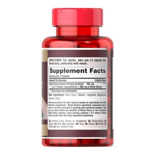 Puritan's Pride Black Cherry Extract 1000 mg 200 caps - 11.2026 19373 фото