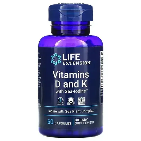 Life Extension Vitamins D and K with Sea-Iodine 60 caps LEX-20406 фото