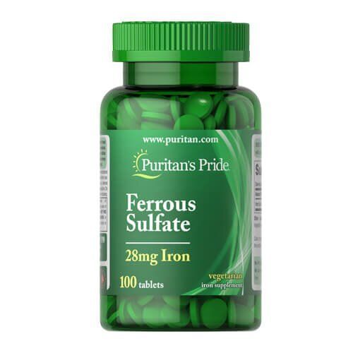 Puritan's Pride Iron Ferrous Sulfate 28 mg 100 tab 001790 фото