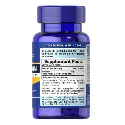 Puritan's Pride Melatonin 3 mg 120 tab 7903 фото