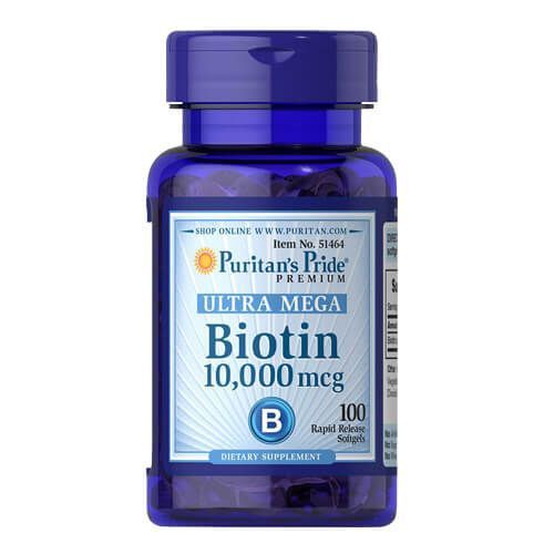 Puritan's Pride Biotin 10,000 mcg 100 softgels 51464 фото