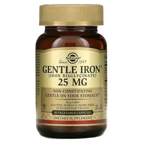 Solgar Gentle Iron 25 mg 90 Vegetable Capsules SOL-01249 фото