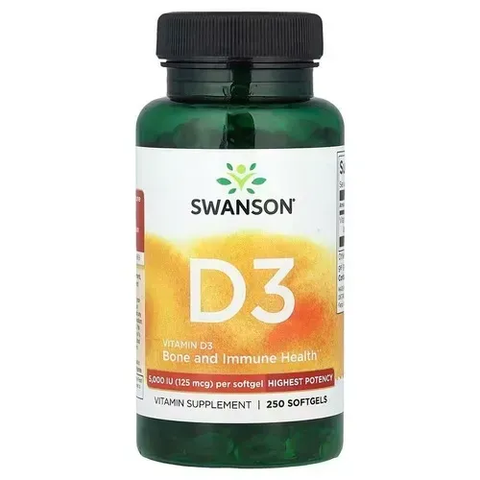 Swanson Vitamin D3 5000 IU 250 softgels SW1371 фото