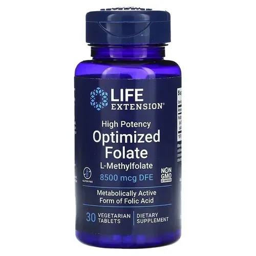 Life Extension High Potency Optimized Folate 8,500 mcg DFE 30 tab LEX-19133 фото