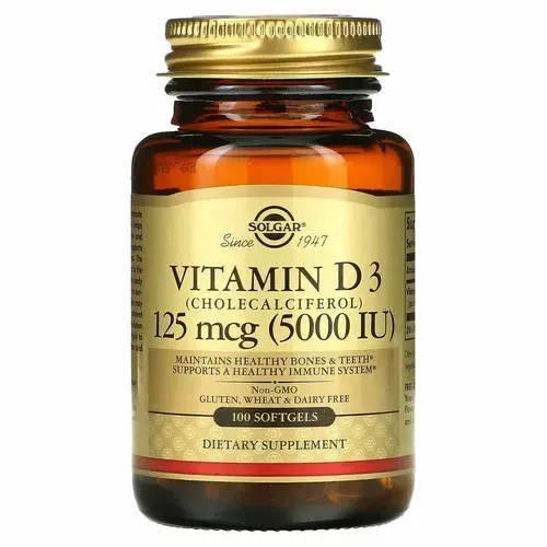 Solgar Vitamin D3 125 mcg 5000 IU 100 softgels SOL-19377 фото