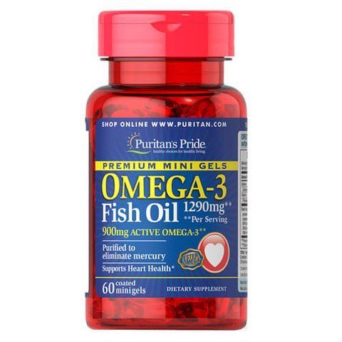 Puritan's&nbsp;Pride Omega-3&nbsp;1290&nbsp;mg&nbsp;Mini Gels 60 softgels 18671 фото