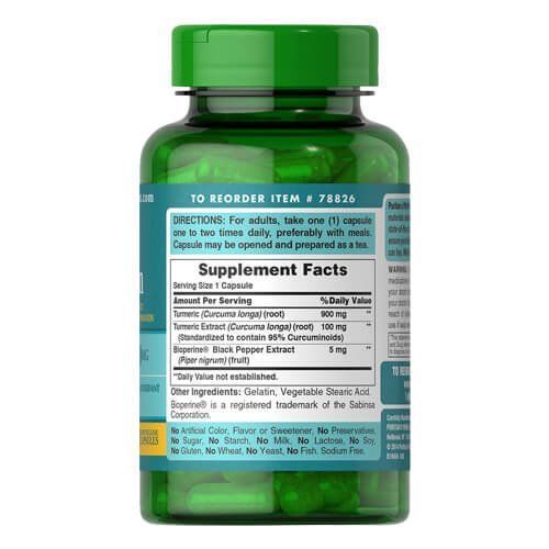 Puritan's Pride Turmeric Curcumin 1000 mg with Bioperine 5 mg 60 caps 78826 фото