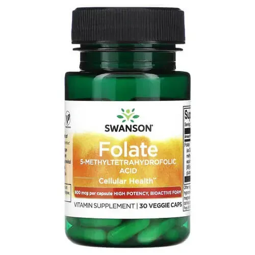 Swanson Folate 5-Methyltetrahydrofolic Acid 800 mcg DFE 30 caps - 07.2026 SWU714 фото
