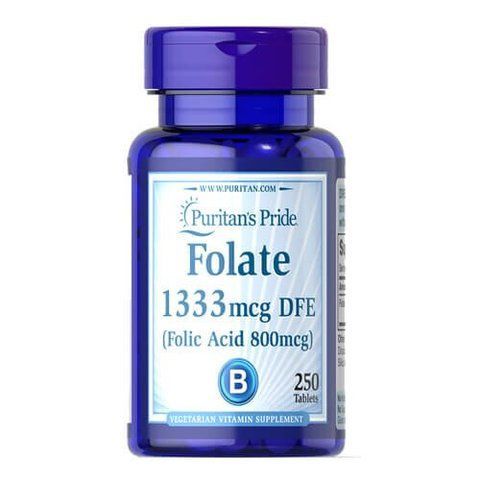Puritan's Pride Folate 1333 mcg DFE (Folic Acid 800 mcg) 250 tab 02843 фото