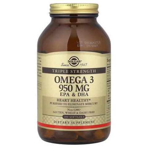Solgar Triple Strength Omega-3 950 мг EPA & DHA 100 softgels SOL-02058 фото