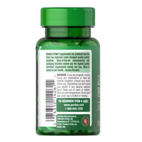 Puritan's Pride Zinc Picolinate 25 mg 100 таблеток 04261 фото