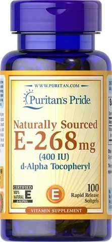 Puritan's Pride Vitamin E-400 iu Naturally Sourced 100 softgels 0540 фото