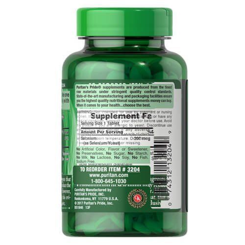 Puritan's Pride Selenium 200 mcg 250 tab 03204 фото