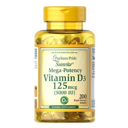 Puritan's Pride Vitamin D3 5000 IU 200 softgels 30685 фото