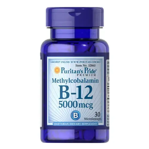 Puritan's Pride Vitamin B-12 Methylcobalamin 5000 mcg 30 сосательных таблеток 32860 фото