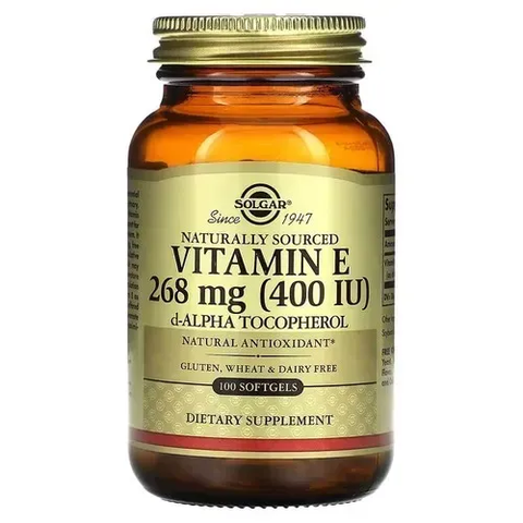 Solgar Vitamin E 268 mg (400 IU) d-Alpha Tocopherol 100 Softgels SOL-03521 фото