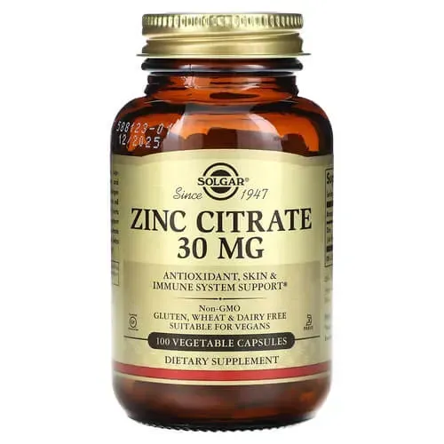 Solgar Zinc Citrate 30 mg 100 Vegetable Capsules SOL-03670 фото