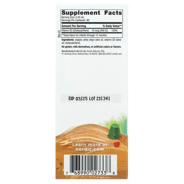 Nordic Naturals Baby's Vitamin D3 400 IU 22,5 мл NOR-02733 фото