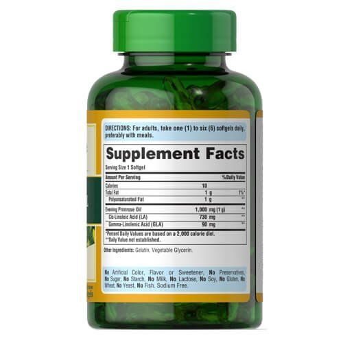 Puritan's Pride Evening Primrose Oil 1000 mg with GLA 120 softgels 07374 фото