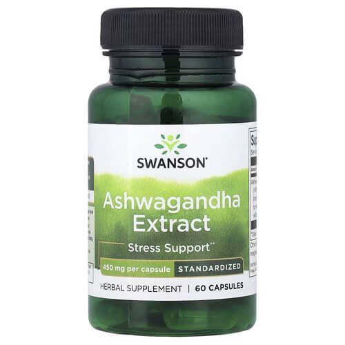 Swanson Ashwagandha Extract Standardized 450 mg 60 Capsules SWH287 фото