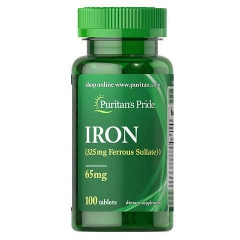Puritan's Pride Iron Ferrous Sulfate 65 mg 100 tab 41383 фото