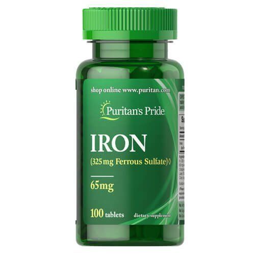 Puritan's Pride Iron Ferrous Sulfate 65 mg 100 tab 41383 фото