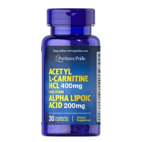 Puritan's Pride Acetyl L-Carnitine 400 mg with Alpha Lipoic Acid 200 mg 30 caps - 10.2026 66070 фото