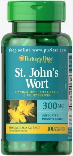 Puritan's Pride St. John's Wort Standardized Extract 300 mg 100 caps 5070 фото