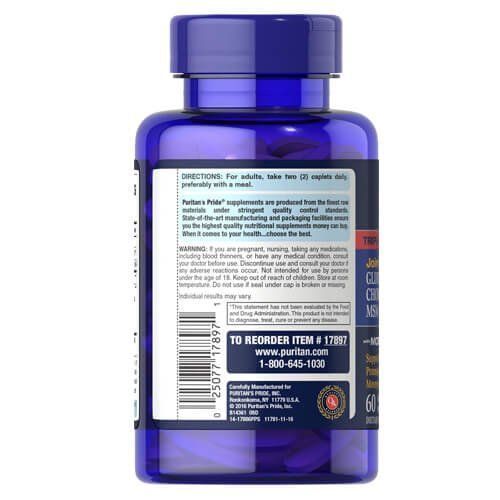 Puritan's Pride Triple Strength Glucosamine, Chondroitin MSM 60 tab 17897 фото